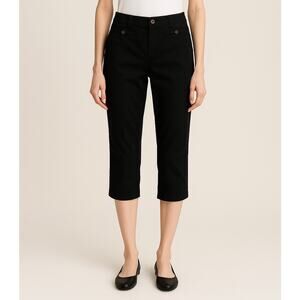 2/$30 Talbots Twill Stretch Capri Pants Black Size 14